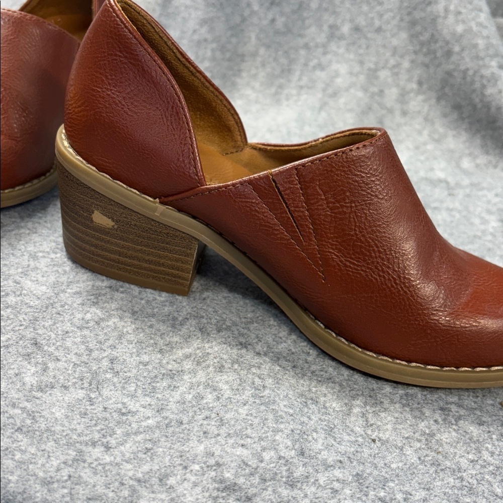 Cynthia Rowley red  Brown Eddie Leather slide on heel boot Shoes size 6 - Picture 10 of 11